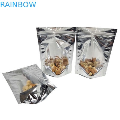 Φύλλο αλουμινίου αργιλίου CMYK που συσκευάζει μπροστινή ασημένια πίσω στάση παραθύρων Mylar Doypac τη σαφή επάνω Resealable