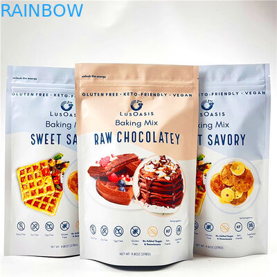 Τυπωμένος βαθμός τροφίμων συσκευάζοντας κλειδαριά φερμουάρ τσαντών πρόχειρων φαγητών κέικ μπισκότων σακουλών Mylar που τοποθετείται σε στρώματα