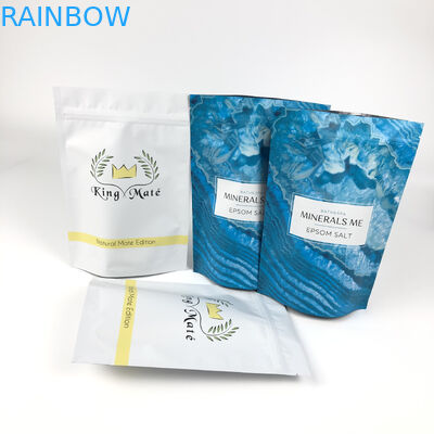 Οι τυπωμένες επαναχρησιμοποιήσιμες συσκευασμένες σακούλες για το λουτρό ενυδατώνουν τη στάση επάνω στη μεταλλίνη μπλε Mylar φερμουάρ αργιλίου