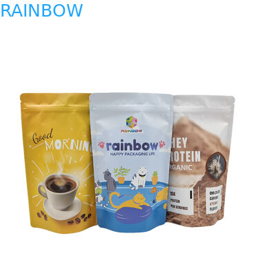 Βρώσιμες πλαστικές συσκευασίες Αλουμινόχαρτο με φερμουάρ Σακούλες για σνακ μπισκότα πρωτεΐνης σε σκόνη