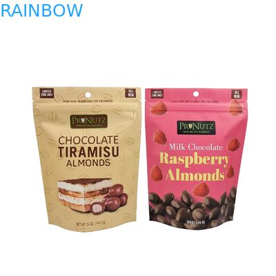 Προσαρμοσμένη επανακλειδωτή πλαστική τσάντα σοκολάτας φασόλια αλουμινίου φύλλο όρθιος τσάντα σνακ καζού σακούλα φερμουάρ