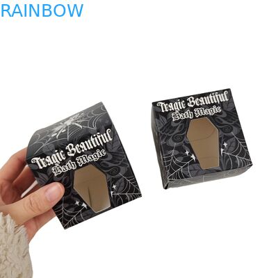 Υψηλής ποιότητας Custom τετράγωνο μαύρο χαρτί κουτί με ειδικό μπροστινό κούφιο παράθυρο συσκευασία τροφίμων λευκό χαρτόνι κουτί δώρο