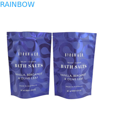 Ματ εκτυπωμένη επανακλειδωτή τσάντα συσκευασίας Zip Lock πλαστικό μπάνιο αλάτι σώμα scrub στέκεται προς τα πάνω τσάντα με φερμουάρ