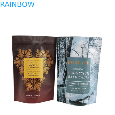 Προσαρμοσμένη εκτύπωση λογότυπου Σφραγίδα Τσέκα Σφουγγάρισμα σώματος Σαπούνι βόμβα μπάνιου Συσκευή Αλουμινίου φύλλο τσάντα πλαστικό φερμουάρ τσάντες αλατιού μπάνιου