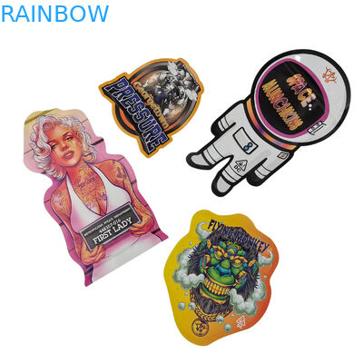 Προσαρμοσμένα Ziplock Ειδικό σχήμα Πλαστικό Childproof Smell Proof Γλυκά τσάντες Mylar συσκευασίες 3.5g 7g Προσαρμοσμένο σχήμα Mylar τσάντες