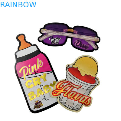 3.5g Προσαρμοσμένη συσκευασία και εκτύπωση λογότυπου Ειδική μοναδική σχήμα στο εσωτερικό Εκτυπωμένη ολογραφική Τυποποιημένη τσάντα Mylar