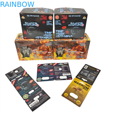 Ζεστή πώληση Πισκία ρινόκερου Σφραγίδα μελιού Πραγματικό αλουμινένιο φύλλο Λαμινοποιημένες σακούλες μπουκάλι 3D κάρτα επίδειξης