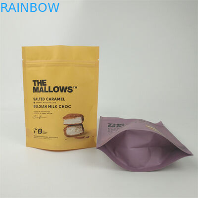 Προσαρμοσμένα βιοδιασπώμενα χαρτιά Kraft Stand Up Child Proof Zip Lock Packaging Bags για σνακ και μπαρ