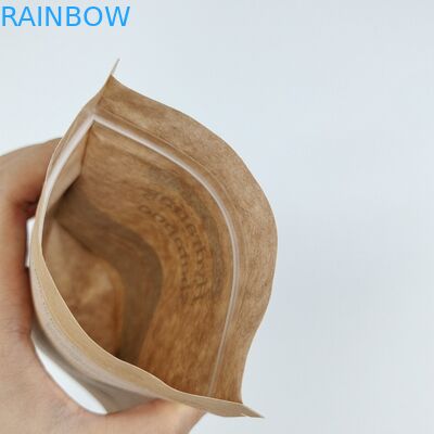 Doypack Ziplock Brown White Kraft Craft Paper Standing Up Pouches Τροφικές συσκευασίες Αντί μυρωδιάς Ζιπ σακούλες