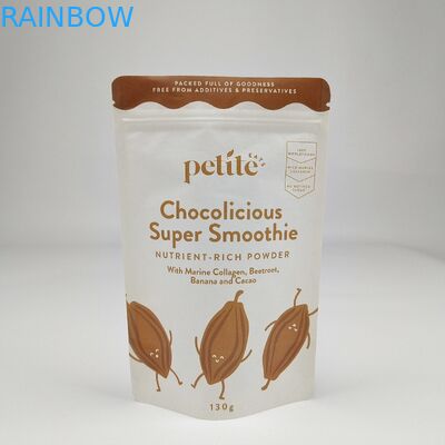 Δωρεάν δείγμα Ανακυκλώσιμο Doypack Zipper Kraft χαρτοσακούλες Custom Tea Bags Ziplock Λευκό Stand Up Pouch