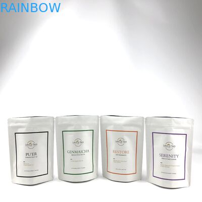 Επανακλείσιμες όρθιες τσάντες με προσαρμοσμένο λογότυπο για συσκευασία αποξηραμένων σακουλών τσαγιού