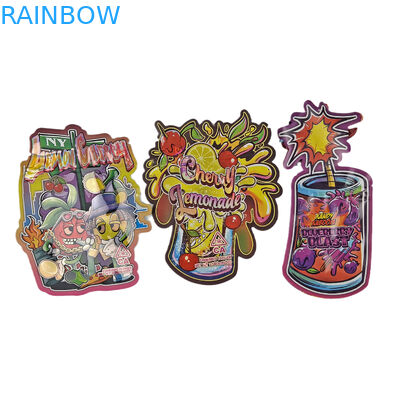 Προσαρμοσμένο 3.5g Ολογραφικό Τυποποιημένο Τύπο Mylar Σάκοι Ακανόνιστης Σχήματος Συσκευή Σφραγίδας Αδιάβροχο Τυποποιημένο πλαστικό σάκκο συσκευασίας