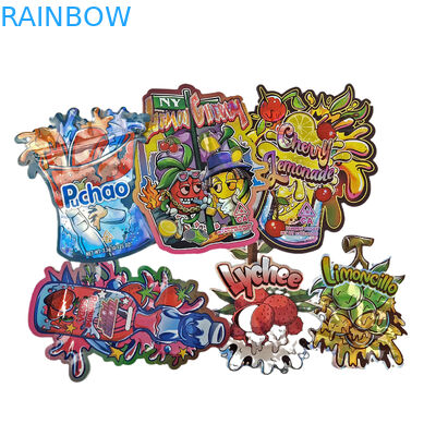 Προσαρμοσμένες τσάντες ψηφιακής εκτύπωσης συσκευασία ολογραφικό φύλλο πεθαμένης κοπής ειδικής μορφής Ziplock πλαστικό Mylar 3.5g πεθαμένης κοπής τσάντες