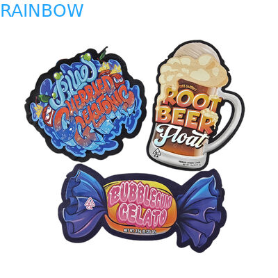 Τύπωση προσαρμοσμένη 3.5g 7g 14g 28g Ειδικό σχήμα Αδιάβροχο Τροφικό Γλυκό Τύπος Τυποποιημένες Τσέπες Mylar