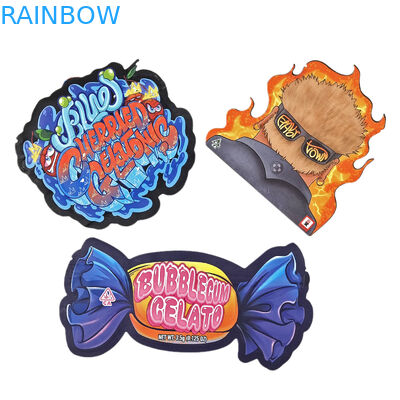 Ειδικές ακανόνιστες σχήματα αρωματικές σακούλες με σφραγίδα Custom28g 14g 7g 3.5g Die Cut Snack Food Packaging Mylar Bag