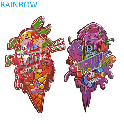 Χονδρικό 3.5g Custom Die Cut Ziplock Bags για συσκευασία τροφίμων Αντί μυρωδιάς σχήμα Τρώσιμο πακέτο Τροφίμων Mylar σακούλες