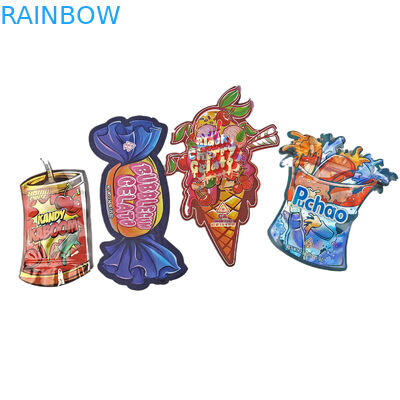 Χονδρικό 3.5g Custom Die Cut Ziplock Bags για συσκευασία τροφίμων Αντί μυρωδιάς σχήμα Τρώσιμο πακέτο Τροφίμων Mylar σακούλες