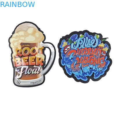 Ακανόνιστη μορφή συσκευασίας Προσαρμοσμένο σχεδιασμό με σφραγίδα Χολογραφικό φύλλο 3,5g Αδιάβροχο Τύλιες σακούλες Mylar