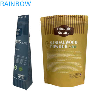 Καφέ χάρτινο σνακ πακέτο συσκευασία Stand Up τσάντα επίπεδο κάτω με φερμουάρ