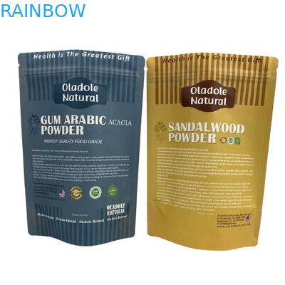 Καφέ χάρτινο σνακ πακέτο συσκευασία Stand Up τσάντα επίπεδο κάτω με φερμουάρ