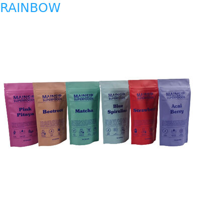 Ψηφιακά τυπωμένες τσάντες Mylar Αδιάβροχες Καφέ Πουάν συσκευασία Stand Up Zip Lock Sac με αλουμινένιο φύλλο