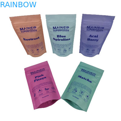 Ψηφιακά τυπωμένες τσάντες Mylar Αδιάβροχες Καφέ Πουάν συσκευασία Stand Up Zip Lock Sac με αλουμινένιο φύλλο