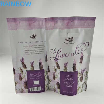 Προσαρμοσμένο μέγεθος και χρώματα Διαθέσιμη συσκευασία Ματ Αλουμινίου Φόλιο λουτρό μπάνιο αλάτι Stand Up Pouch Ziplock Doypack