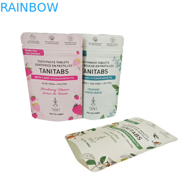 Περιβαλλοντικά φιλική αποσυστατέα τσάντα Kraft με επανακλείσιμο φερμουάρ για συσκευασία καλλυντικών σκόνης