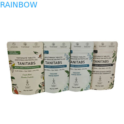 Περιβαλλοντικά φιλική αποσυστατέα τσάντα Kraft με επανακλείσιμο φερμουάρ για συσκευασία καλλυντικών σκόνης