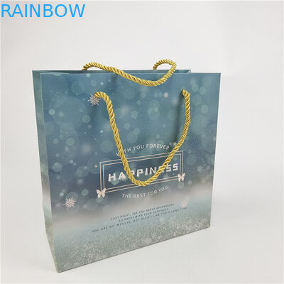 Καλύτερα πωλούμενο Ανακυκλώσιμο Περιβαλλοντικά φιλικό λογότυπο Εκτυπωμένη χαρτοσακούλα για ψώνια Συσκευή Λευκή 110 γραμμάρια Επαναχρησιμοποιήσιμη