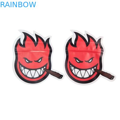 Διαμορφωμένη κοπή 3.5g Πλαστική σακούλα Γυαλιστερό φερμουάρ Mylar Για συσκευασία ζαχαρωτών βοτάνων Candy Smell Proof Γυαλιστερή επιφάνεια