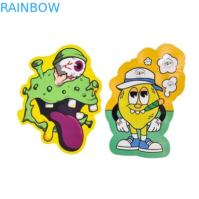 Προσαρμοσμένο Σχήμα 3.5g Κουτί Προβολής Τσάντες Mylar Child Proof Soft Touch Die Cut Bag Για 1g 3.5g 7g 14g 28g Edible Plastic