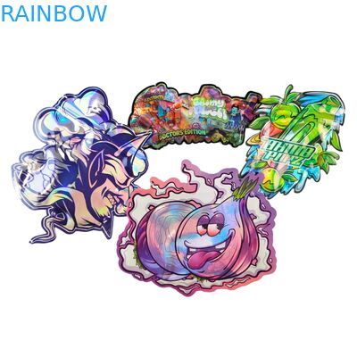 Προσαρμοσμένο Σχήμα 3.5g Κουτί Προβολής Τσάντες Mylar Child Proof Soft Touch Die Cut Bag Για 1g 3.5g 7g 14g 28g Edible Plastic