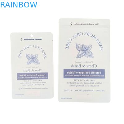 Βιοδιασπώμενη τσάντα χαρτιού Kraft λευκή τσάντα στερεοπτέρυγας πλαστική συσκευασία για τροφή κατοικίδιων ζώων