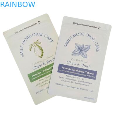 Βιοδιασπώμενη τσάντα χαρτιού Kraft λευκή τσάντα στερεοπτέρυγας πλαστική συσκευασία για τροφή κατοικίδιων ζώων