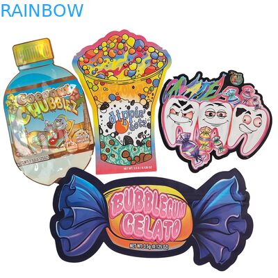 Προσαρμοσμένο λογότυπο 3.5g 7g 14g Επανακλείσιμο PE πλαστικό σφραγίδα τροφίμων Συσκευή Zip Lock Foil Pouch Παιδικό αντιοσμητικό βότανο Gummy Mylar Bag