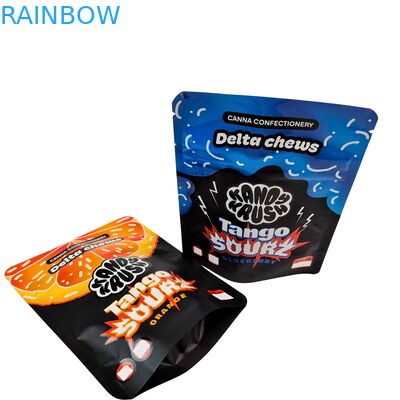 Προσαρμοσμένη εκτύπωση Rainbow 3.5g 8th Stand up Mylar Bag Edibles Smell Proof Special Shaped Bag για Cookie Gummy Cali Pack Combo