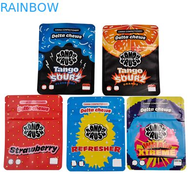 Προσαρμοσμένη εκτύπωση Rainbow 3.5g 8th Stand up Mylar Bag Edibles Smell Proof Special Shaped Bag για Cookie Gummy Cali Pack Combo