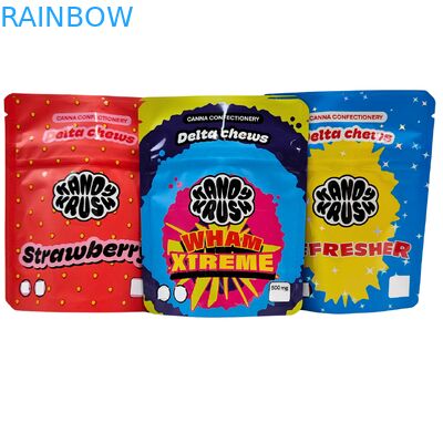 Προσαρμοσμένη εκτύπωση Rainbow 3.5g 8th Stand up Mylar Bag Edibles Smell Proof Special Shaped Bag για Cookie Gummy Cali Pack Combo
