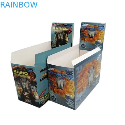 Χονδρικής Προσαρμοσμένο Rhino 100k 150k 200k Κάψουλες Ενίσχυσης Χάπια Φάρμακο 3d Συσκευασία Κάρτα με Χάρτινο Κουτί Προβολής