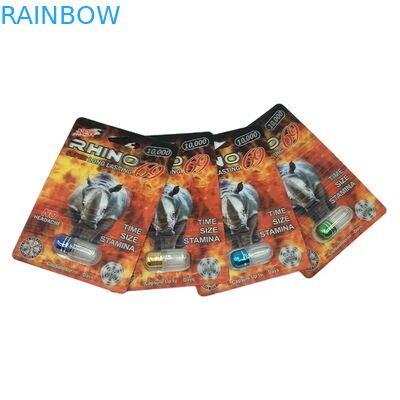 Χονδρικής Προσαρμοσμένο Rhino 100k 150k 200k Κάψουλες Ενίσχυσης Χάπια Φάρμακο 3d Συσκευασία Κάρτα με Χάρτινο Κουτί Προβολής