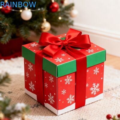 Ανακυκλώσιμα Βιοδιασπώμενα Κουτιά Δώρων Kraft Ορθογώνια με Αναδιπλούμενο Καπάκι, Κορδέλα, Επίστρωση UV, Ματ, Προσαρμοσμένα για Γενέθλια, Χριστούγεννα
