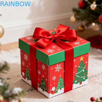 Ανακυκλώσιμα Βιοδιασπώμενα Κουτιά Δώρων Kraft Ορθογώνια με Αναδιπλούμενο Καπάκι, Κορδέλα, Επίστρωση UV, Ματ, Προσαρμοσμένα για Γενέθλια, Χριστούγεννα