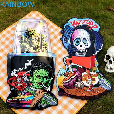 Custom Die Cut Mylar Bags with Child-proof Zippers and Holographic Design for Snack Packaging