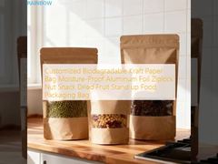 Προσαρμοσμένη Βιοδιασπώμενη Τσάντα από Χαρτί Kraft με Αδιάβροχο Αλουμινόχαρτο Ziplock για Σνακ Ξηρών Καρπών και Αποξηραμένων Φρούτων, Όρθια Συσκευασία Τροφίμων