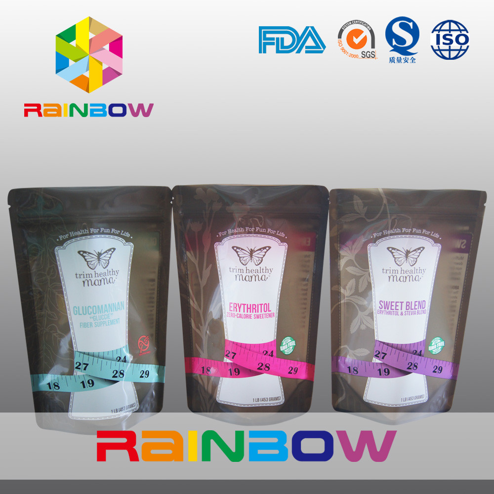 Στάση επάνω στις τσάντες πρόχειρων φαγητών φερμουάρ/πλαστική συσκευασία τροφίμων για τον ίσο γλυκαντικών ουσιών