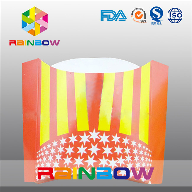 Προϊόν μίας χρήσης που διπλώνει το συσκευάζοντας κιβώτιο εγγράφου για τις τηγανιτές πατάτες που συσκευάζουν το κιβώτιο