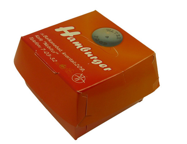 Τυπωμένο συνήθεια σχέδιο συσκευασίας κιβωτίων εγγράφου για το εστιατόριο γρήγορου φαγητού