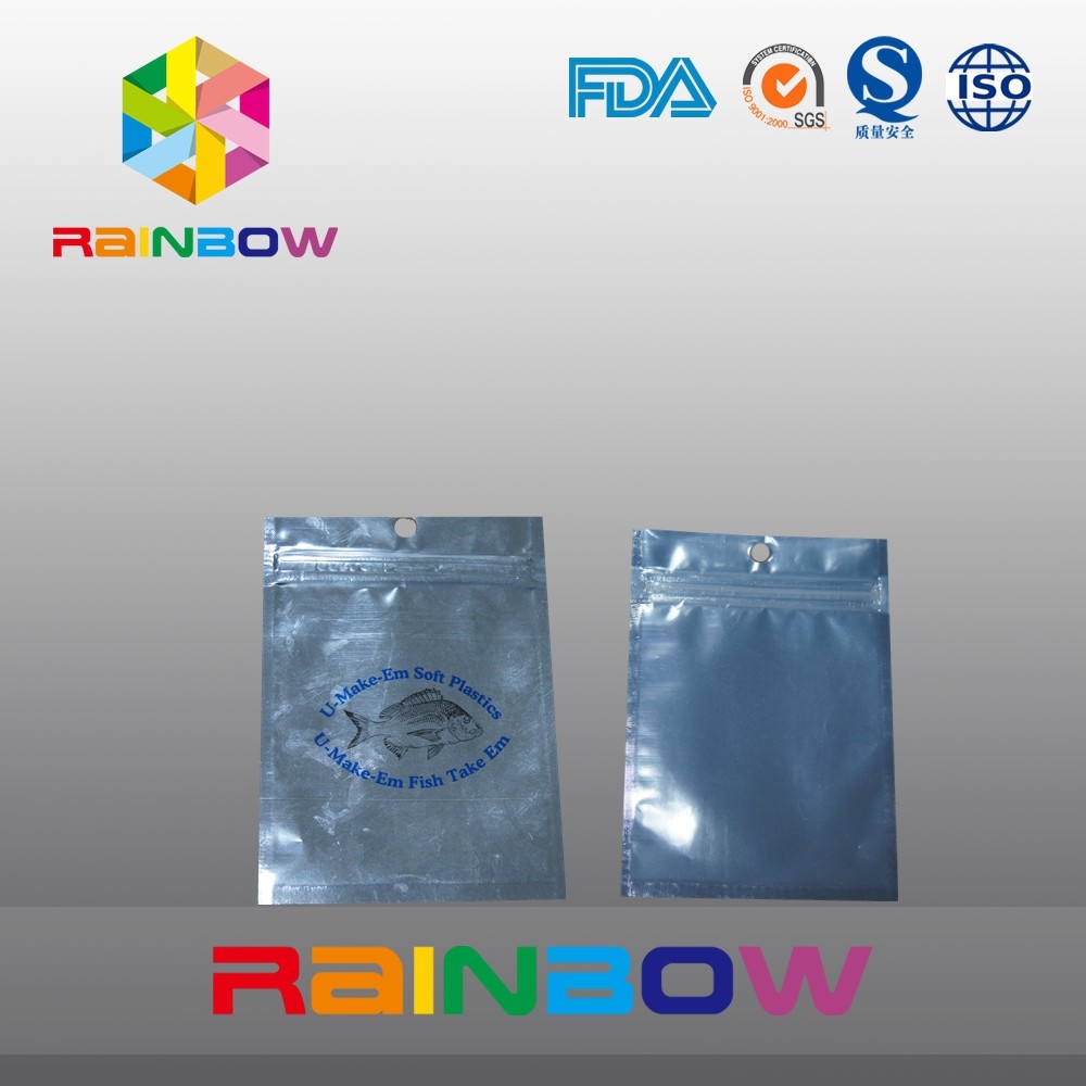 Μπροστινή διαφανής πίσω σακούλα τροφίμων της Pet φύλλων αλουμινίου με το φερμουάρ, τσάντα δολώματος αλιείας