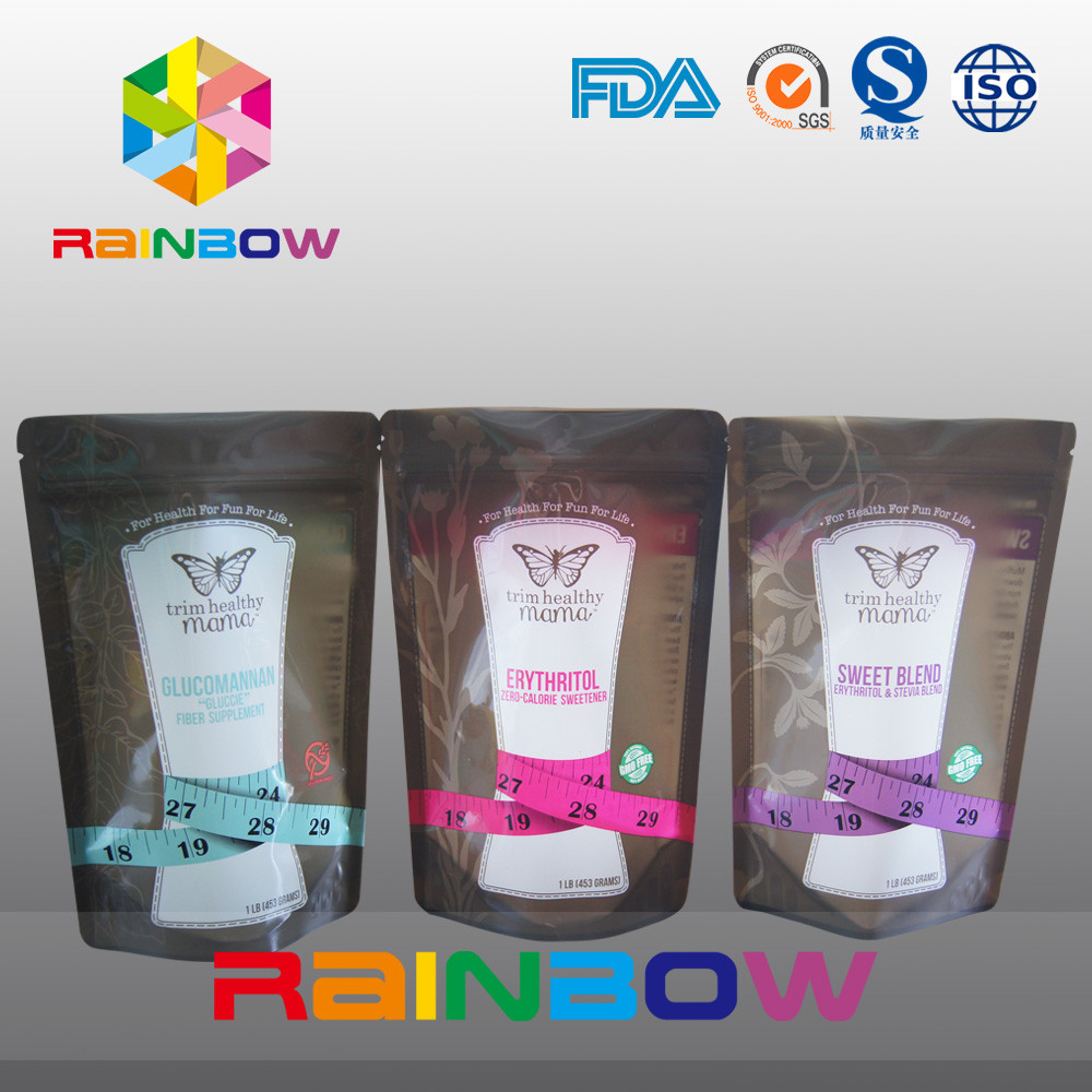 Πλαστικές ziplock κατώτατο gusset τσάντες για τη συσκευασία ζάχαρης/καραμελών/καρυκευμάτων